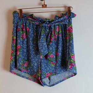 Love For Humanity Couture Floral Blue Pink White Shorts Size  M